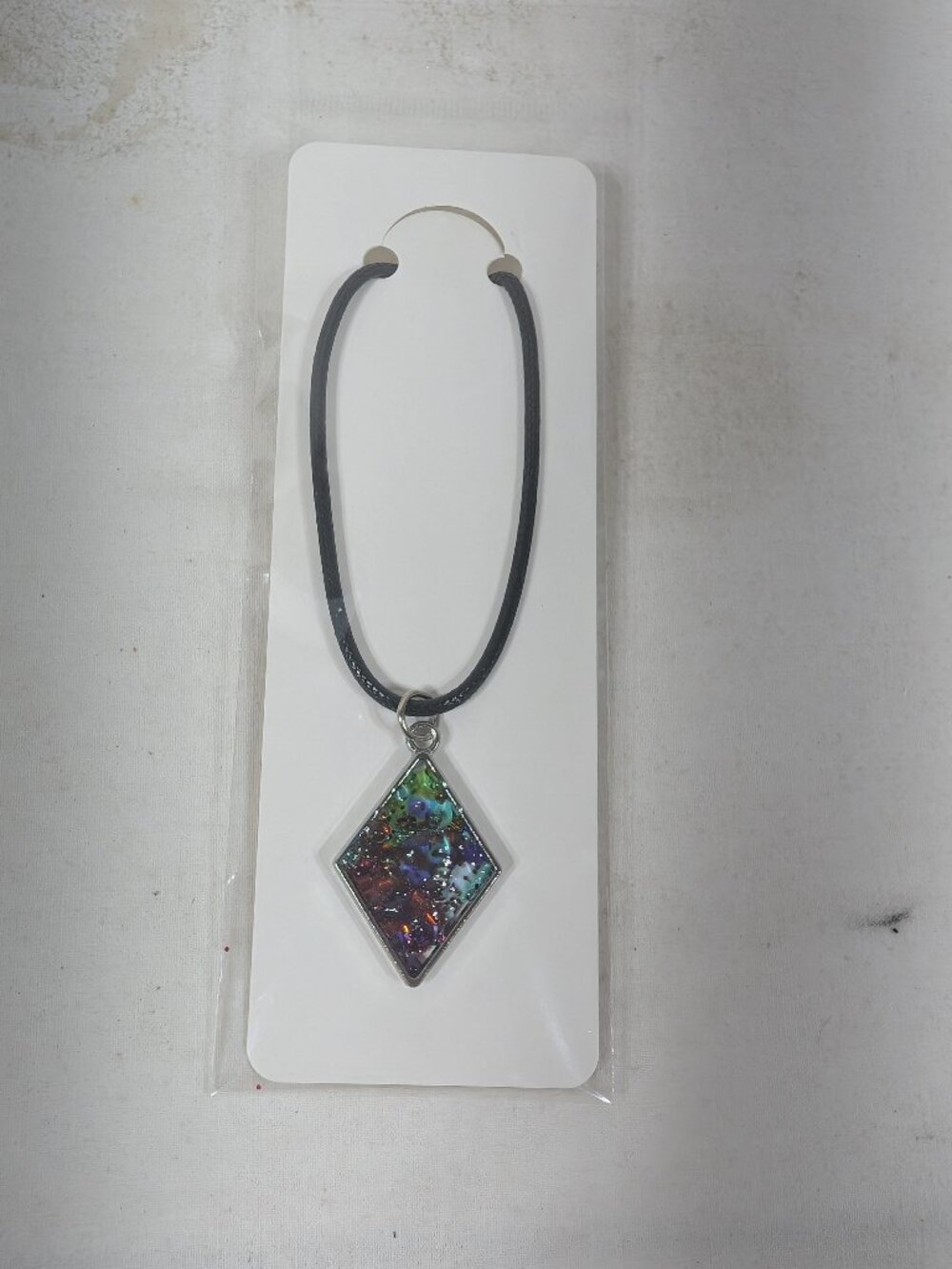 Dark Multi-Colored Stained Glass Necklace